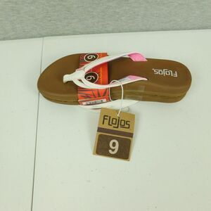 Flojos Women Flip Flops Memory Foam Sandals Size 9 Brown White Tie Dye
